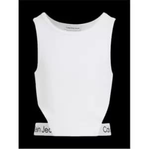 Calvin Klein Jeans Logo Tape Punto Cut Out Top - White