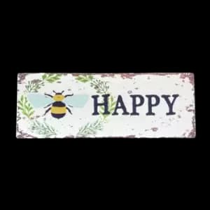 Geko Vintage Metal Sign - Bee Happy Wall Sign