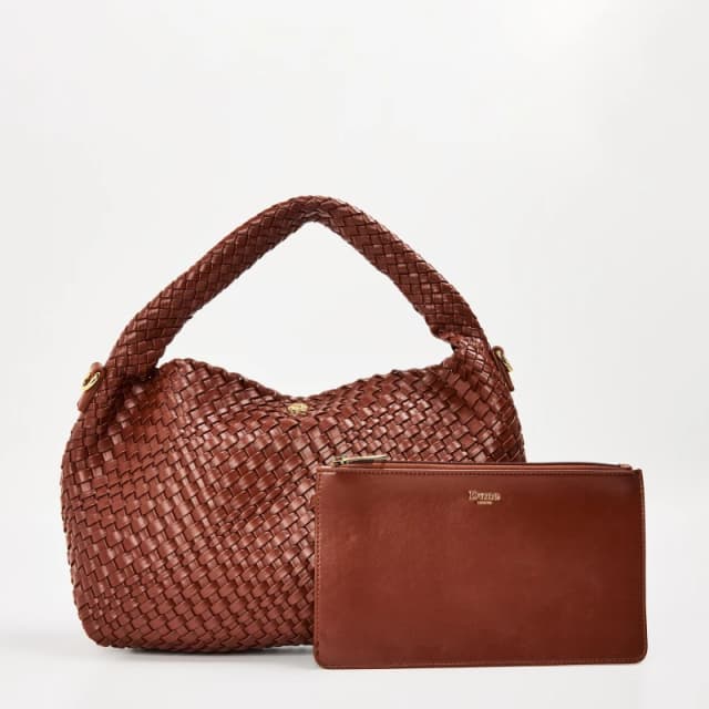 Dune Deliberate Woven Leather Grab Bag Tan female 0019511200004351