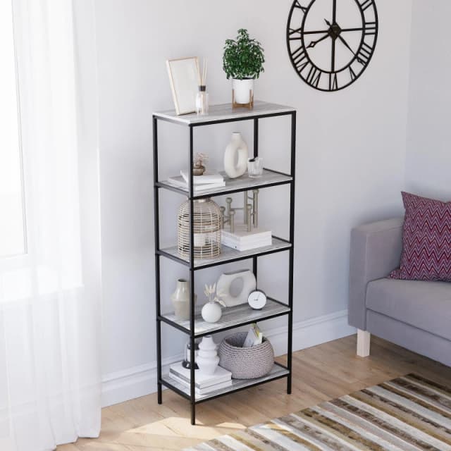 Lassic Vida Designs Brooklyn 5 Tier Bookcase Grey unisex 5 Tier