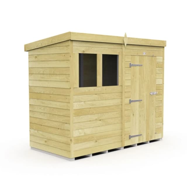 Buttercup Farm 8 x 4 Feet Pent Shed - Single Door W/ Windows - L118 x W243 x H201cm in Brown Brown Unisex