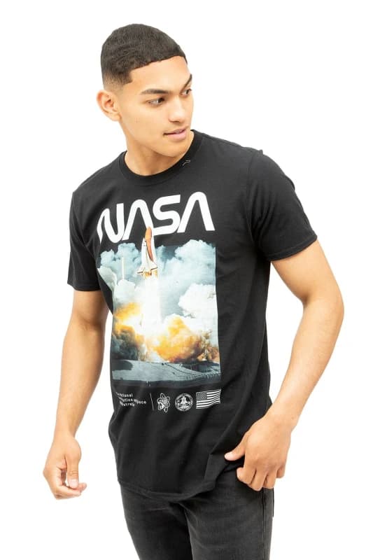 NASA Lift Off Cotton T-Shirt Black