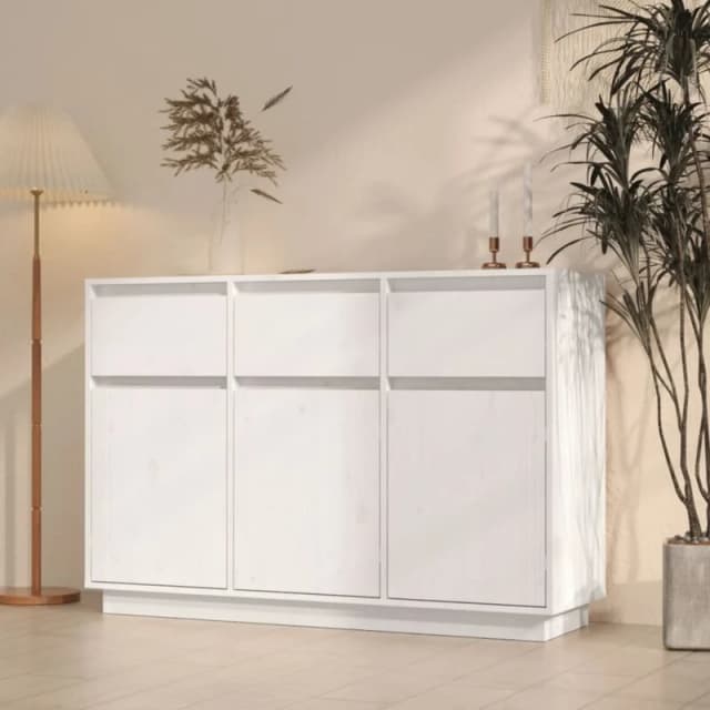 VIDAXL Sideboard White 110x34x75cm Solid Wood Pine Vidaxl 8720286904534