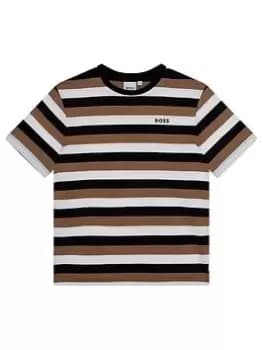 BOSS Boys Stripe T-Shirt - Black, Size 10 Years