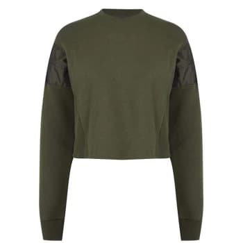 Golddigga Crop Crew Sweatshirt Ladies - Khaki