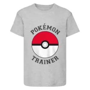 Pokemon Girls Trainer Pokeball T-Shirt (3-4 Years) (Grey Heather)
