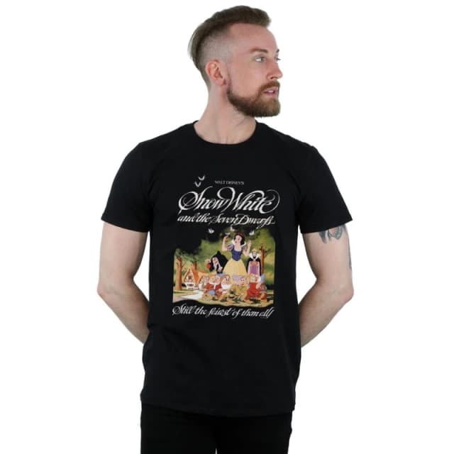 Disney Men Snow White And The Seven Dwarfs T-Shirt in Black Size: Small Black S Male 5057972602737