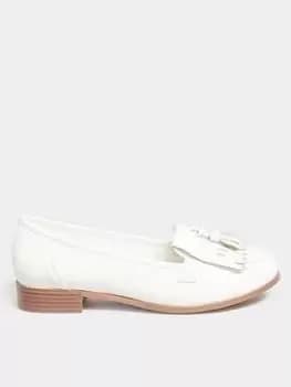 Yours Yours Wide Fit Patent Tassel Loafer White, Size 5, Women