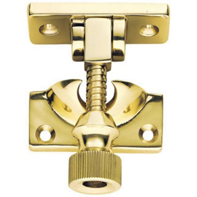 Loops Brighton Pattern Sprung Sash Fastener 60 x 25mm Fixing Plate Polished Brass Metallics unisex