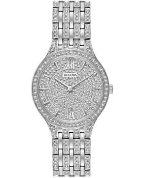 Bulova Crystal Silver Dial Stainless Steel Womens Watch 96L243 96L243