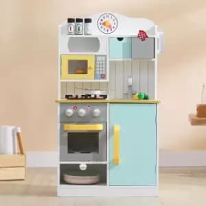 Teamson Kids Florence Wooden Kitchen For Kids Toy Kitchen With 5 Role Play Accessories TD-11708AR - Blue