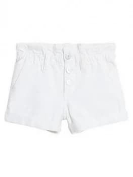 Mango Girls Paperbag Waist Shorts - White