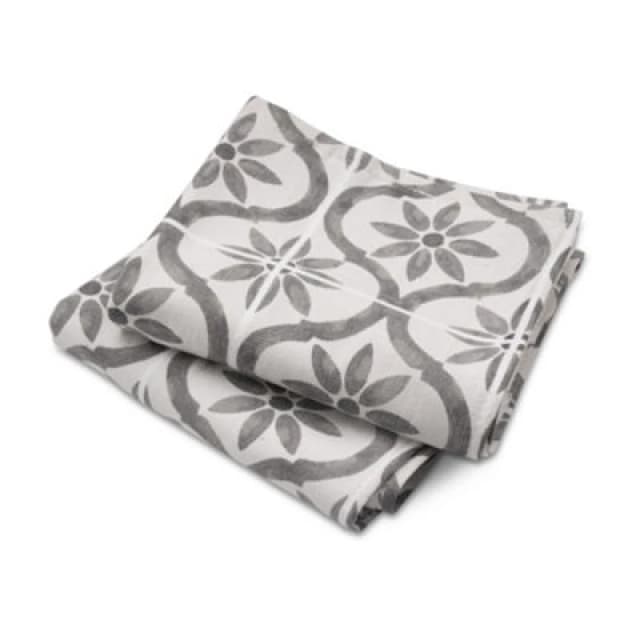 Cuisinart Grey 2 Pack 'Fouta' Tile Print Professional Antimicrobial Tea Towel Grey