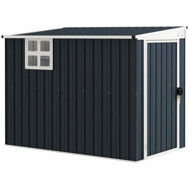 Outsunny Outsunny 7.6 x 4ft Outdoor Garden Storage Shed with Window, Dark Grey
