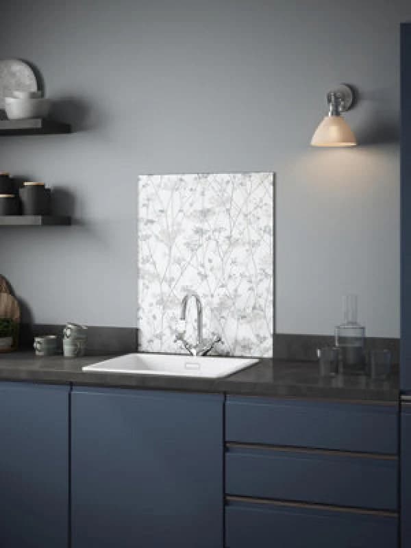 Clarissa Hulse Self Adhesive Kitchen Splashback Wild Chevril Chalk Toughened Glass (W) 600 X (L) 750mm