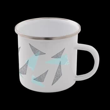 Triangles Enamel Mug - White
