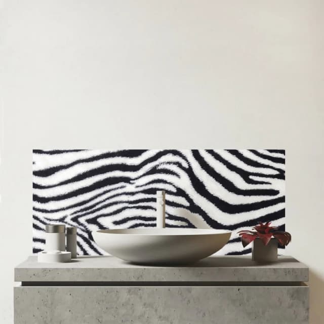 Warren Reed - Designer Zebra Texture Pattern Glass Bathroom Splashback in Grey Grey Unisex