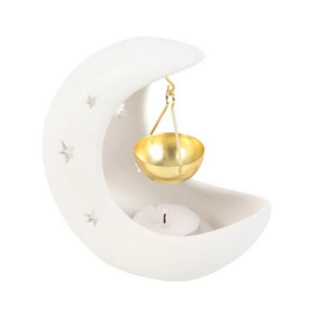 Something Different Something Different Crescent Moon Hanging Oil Burner in Off White Off White One Size Unisex 5063574549523