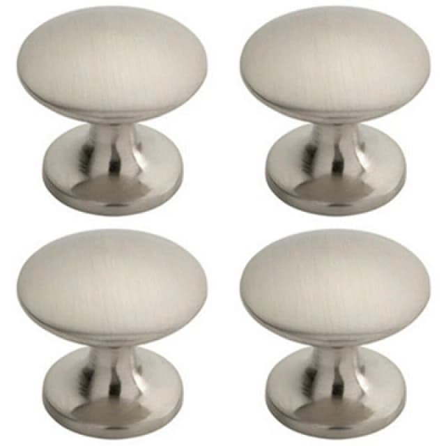 Loops 4x Fingertip Cabinet Door Knob 30mm Diameter Satin Nickel Cupboard Handle Metallics unisex