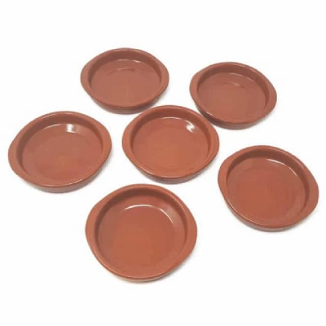 Verano Spanish Ceramics El Toro Glazed Terracotta Kitchen Dining Set of 6 Tapas Bowls (Diam) 12cm Brown