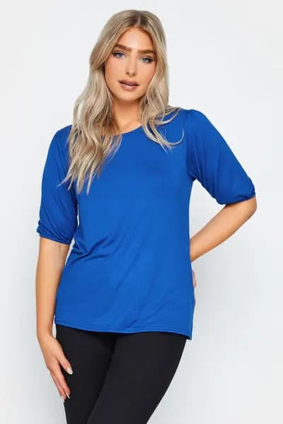 M&Co Balloon Sleeve Top Blue