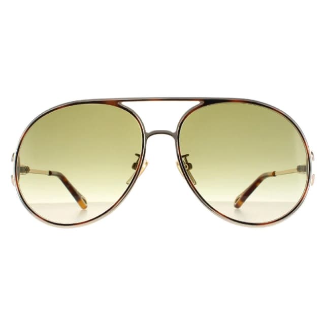 Chloe Aviator Gold Havana Green Gradient CH0145S Sunglasses Gold female