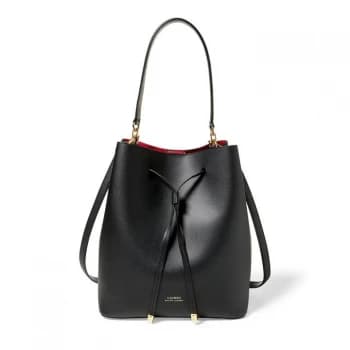 Lauren by Ralph Lauren Dryden Medium Drawstring Bucket Bag - Black