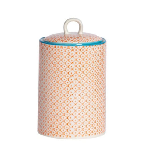 Nicola Spring Hand-Printed Kitchen Canister - 1 Litre - Orange
