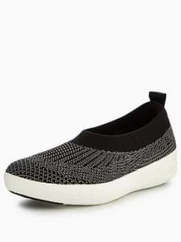 FitFlop Uberknit Slip on Ballerina With Bow Black Size 5 Women