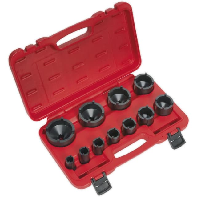 Loops 11 PACK - 4 Tooth Castellated Ball Joint Axle Socket Set 15mm to 61mm Impact Bit Multi