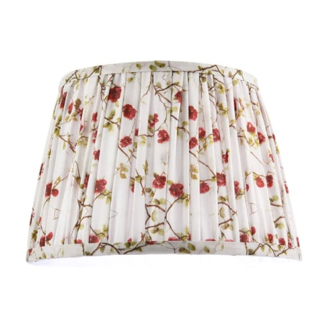 Happy Homewares Traditional Red & Green Floral Cotton Fabric Pleated Lamp Shade in White Size: 12" White Unisex 12"