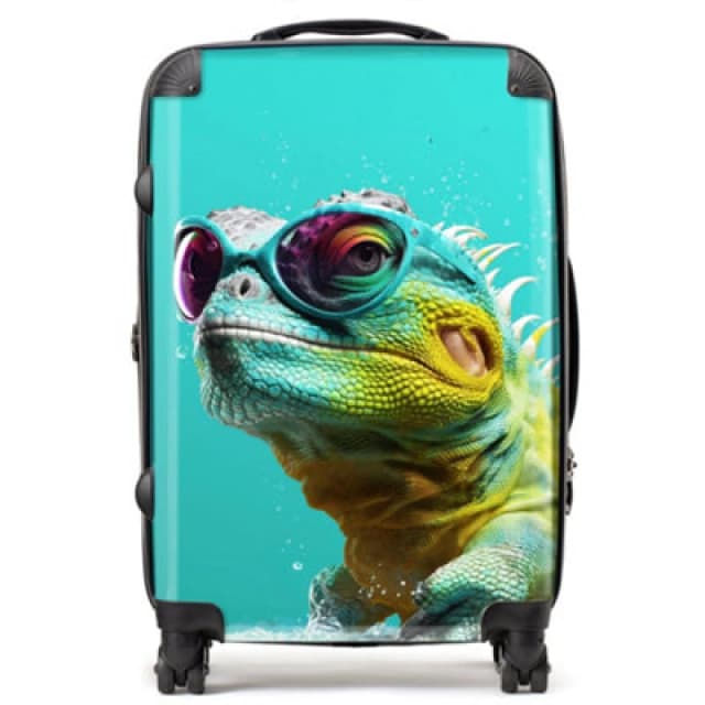 Warren Reed Designer Splashart Iguana Wearing Glasses Suitcase - Medium