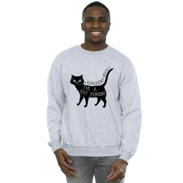 Disney Men Hocus Pocus A Cat Person Sweatshirt in Grey Size: Small Grey S Male 5063153088962