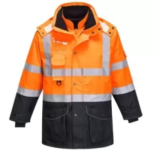 Portwest S426ONRM - sz M Hi-Vis 7-in-1 Contrast Traffic Jacket - Orange/Navy - Orange/Navy