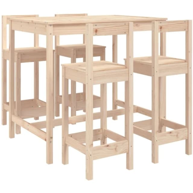 VIDAXL 5 Piece Garden Bar Set Solid Wood Pine vidaXL 8720845717155