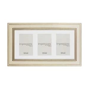4" x 6" - Impressions Plastic Cream & Gold Triple Frame