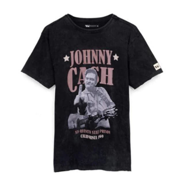 Johnny Cash Johnny Cash Men Short Sleeved T-Shirt in Black Size: Small Black S Male 5056210189733