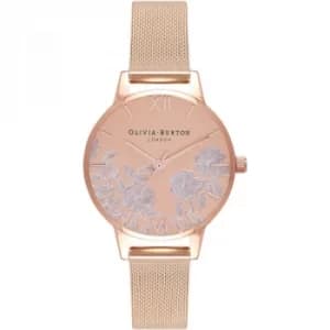 Lace Detail Rose Gold Mesh Watch