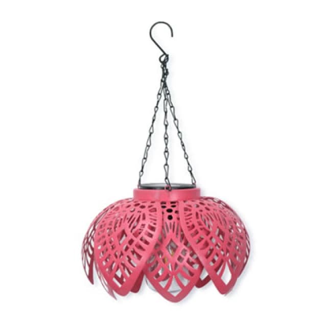 ValueLights ValueLights Coral Colour Pop Solar Garden Hanging Lantern Light in Pink Pink One Size Unisex 5016529263555