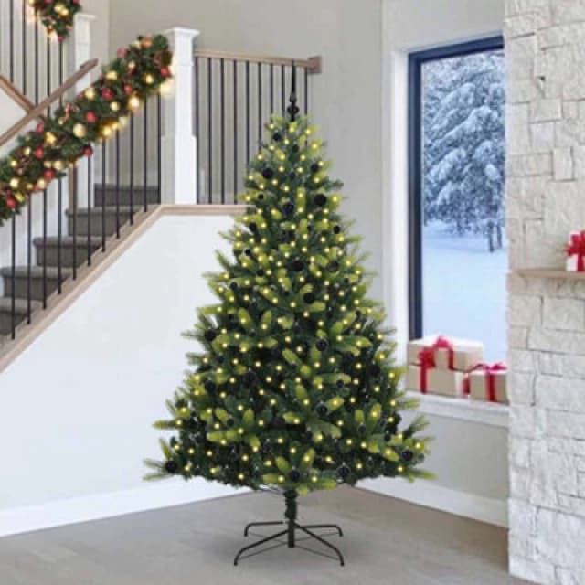 Vidaxl Artificial Hinged Christmas Tree 300 Leds Green 240 Cm