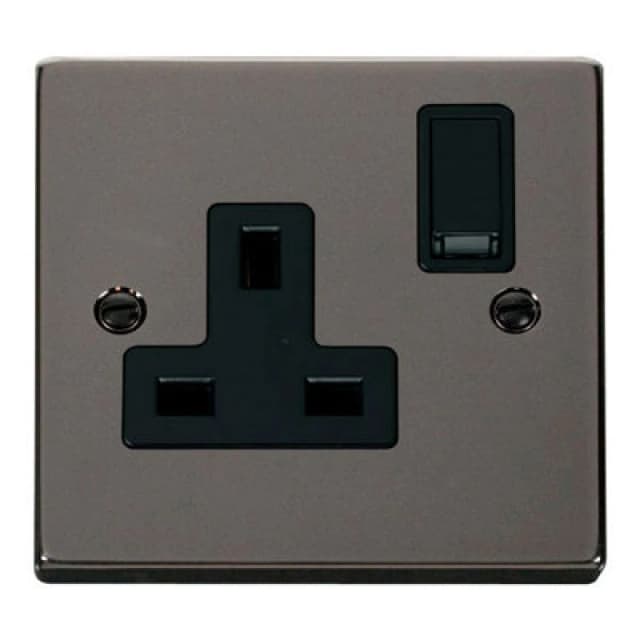 SE Home Black Nickel 1 Gang 13A DP Switched Plug Socket Black