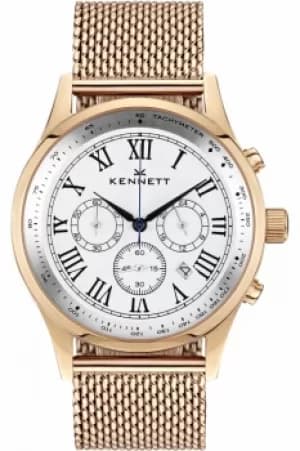 Mens Kennett Savro Gold White Milanese Chronograph Watch WSAVRGWHMIL