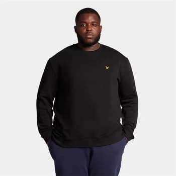 Mens Crew Neck Sweatshirt - Jet Black - Plus - XXXL