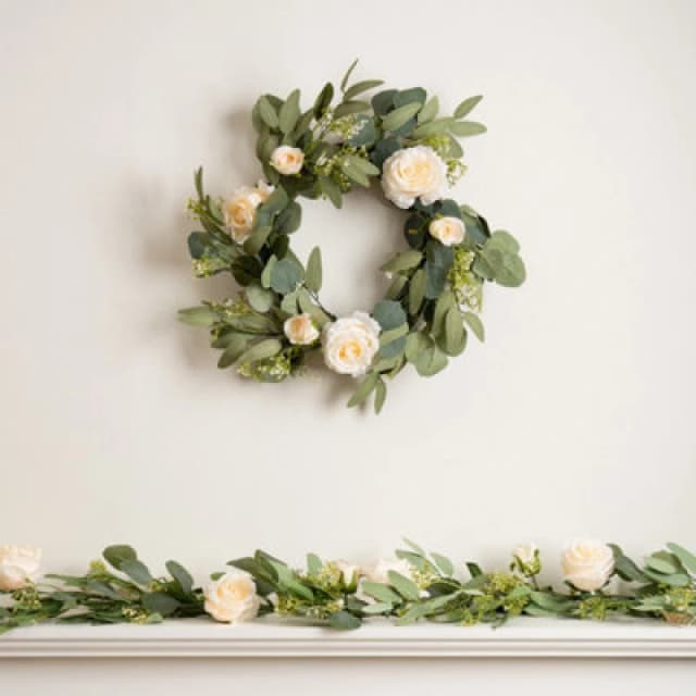 Scottish Everlastings Ltd. Scottish Everlastings Artificial 150Cm Eucalyptus And Rose Garland