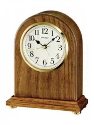 Seiko Clocks Light Brown Oak Wooden Mantel Clock QXE031B