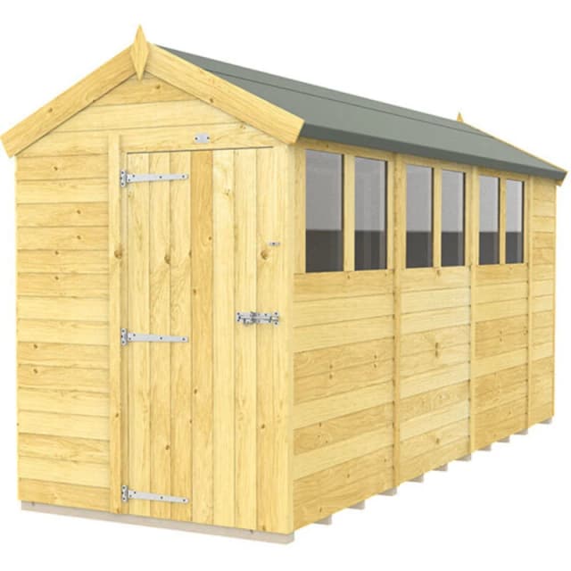 Flat Pack Sheds DIY Sheds 5 x 14 Apex Shed, Brown 5X14AFF