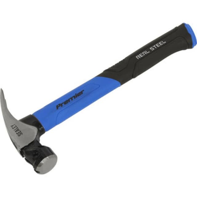 Loops 20oz Claw Hammer - Fibreglass Shaft - Drop Forged Steel - Magnetic Nail Starter Metallics