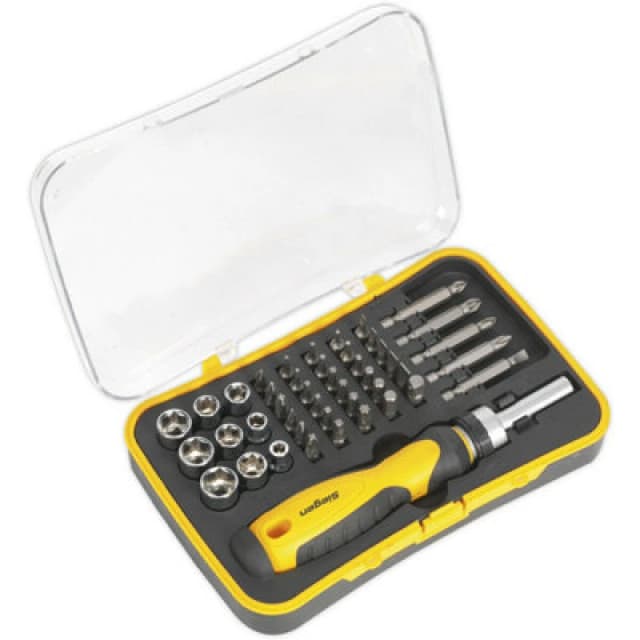 Loops 45 PACK Ratchet Screwdriver Socket & Bit Set - Comfort Grip & Storage Case Multi