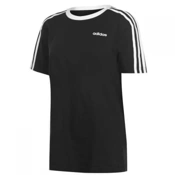 adidas Essentials 3 Stripe T Shirt Ladies - Black/White