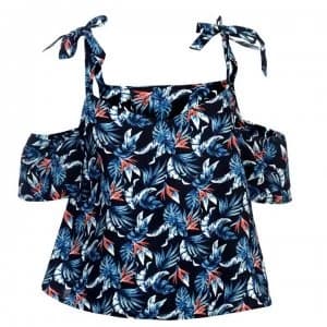 SoulCal AOP Bardot Top Ladies - Blk/Wht/Blu/Pk